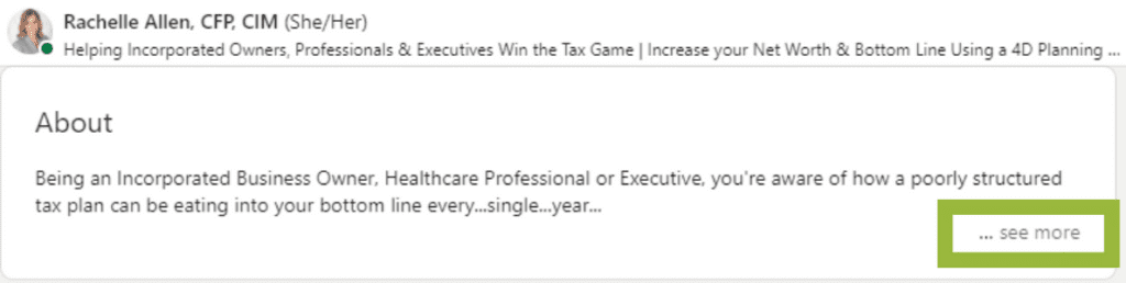 Financial Advisor About Section Before Fold