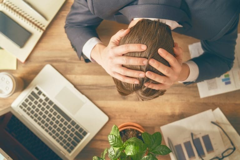 Businessman in panic