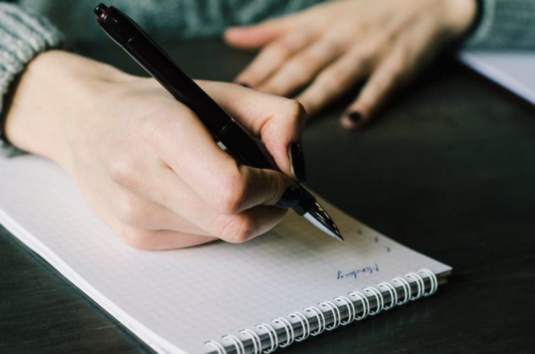 Notebook and pen. Working. Write. Business woman